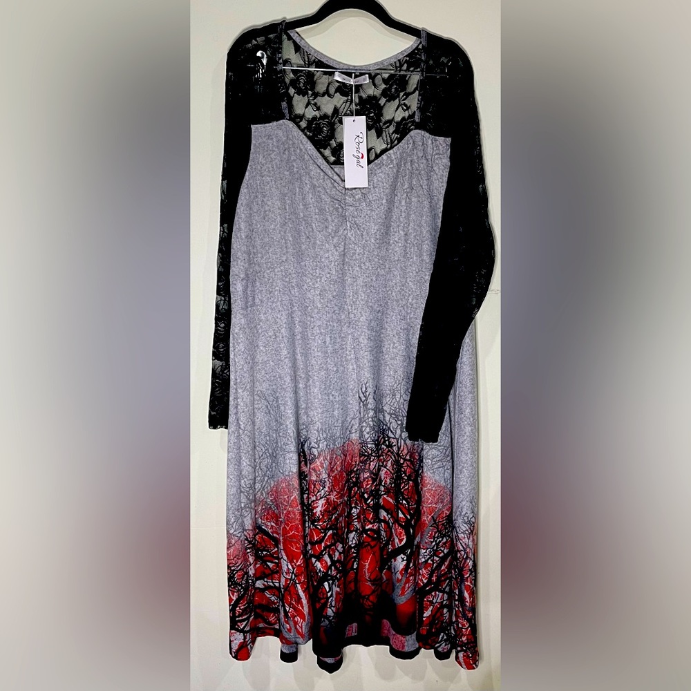 Rosegal Haunted Forest Sweater Dress Lace Sweetheart Top